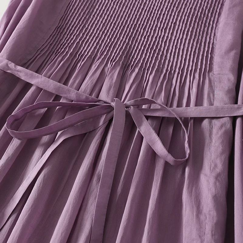 Sukienka lniana bawełniana w jednolitym kolorze, retro, luźna, bez rękawów, długa, plisowana, w stylu boho, na plażę, wakacje, streetwear