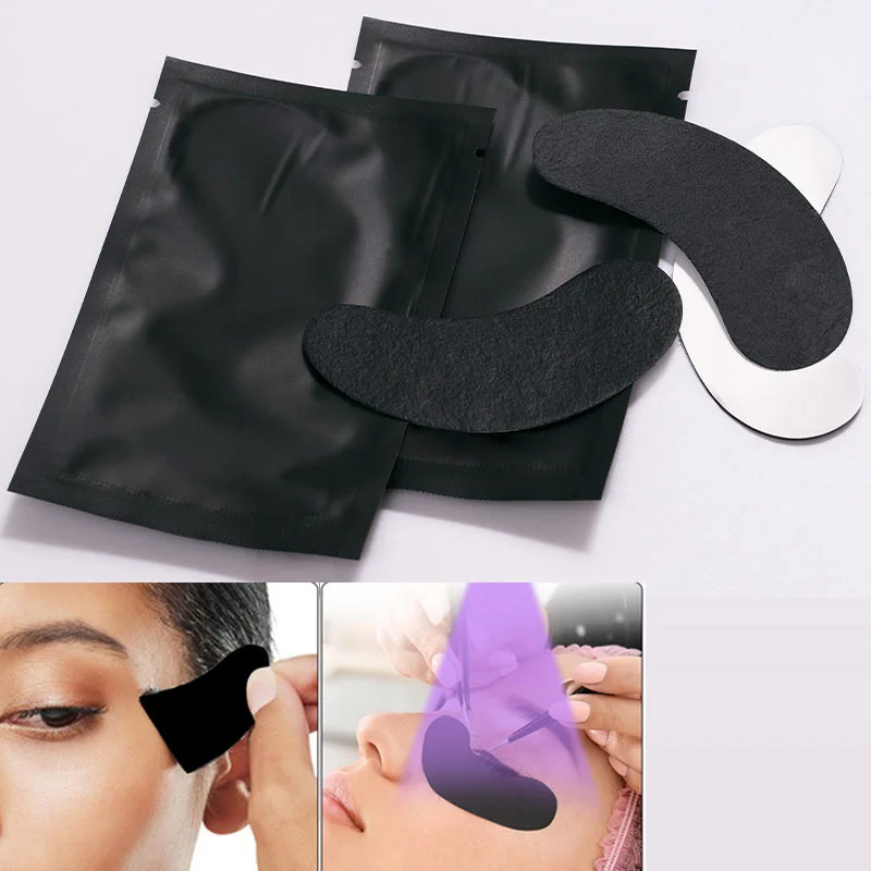 50pairs Padding UV Black Patches For Eyelash Extension Eye Gel Pads Hydrogel Isolate UV rays Paper Stickers Wraps Makeup Tools