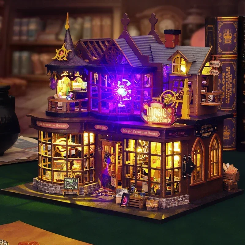 

DIY Wooden Magic House Casa Doll Houses Miniature Building Kit Dollhouse with Furniture Led Lights for Girls Birthday Gifts