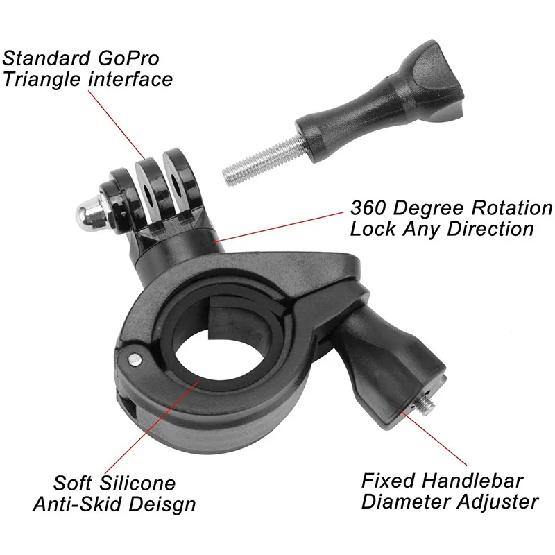 360° Rotatable Bike Handlebar Mount Clamp for GoPro DJI Action Insta360 Camera Bicycle Motorcycle Holder Accessory view 2