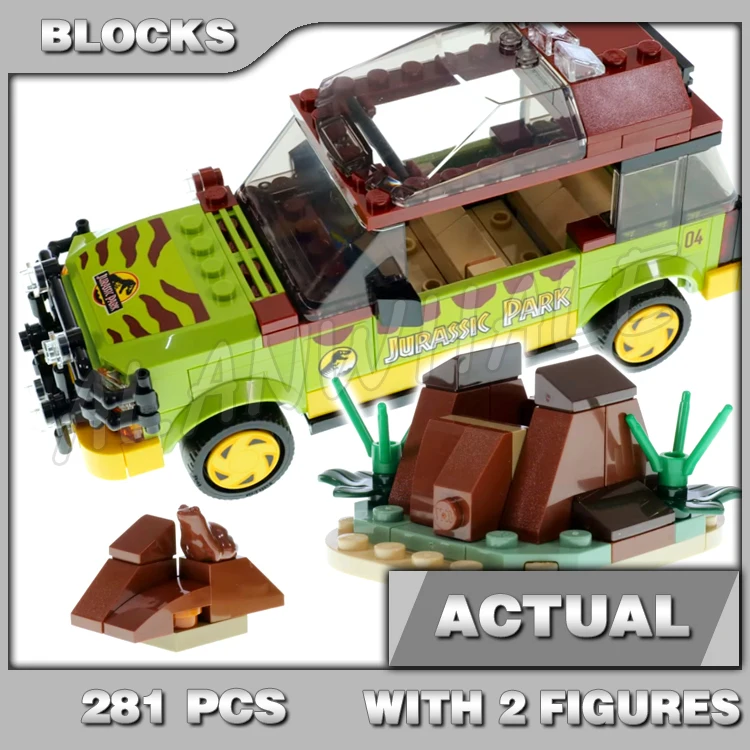 211 stks Jurassic World Dilophosaurus Ambush Jeep Auto Kleine Jungle Oost Dock Teken 68001 Bouwstenen Speelgoed Compatibel Met Model