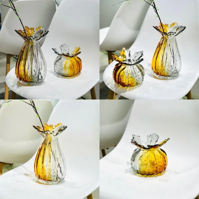 Modern Glass Vase for Hydroponic Flowers Luxury Home Decor Desktop Ornament Living Room Simulation Arrangement Centerpiece