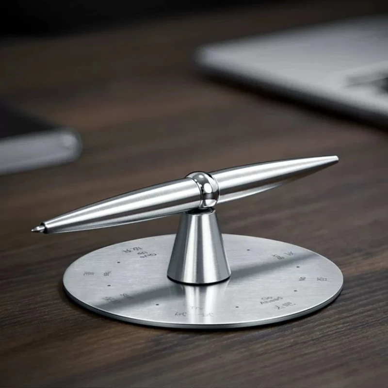GNASEET Creative Stainless Steel Ball Rollerball Pen Rotating Decompression Silver Design Business Desktop Gift Stationery Pens