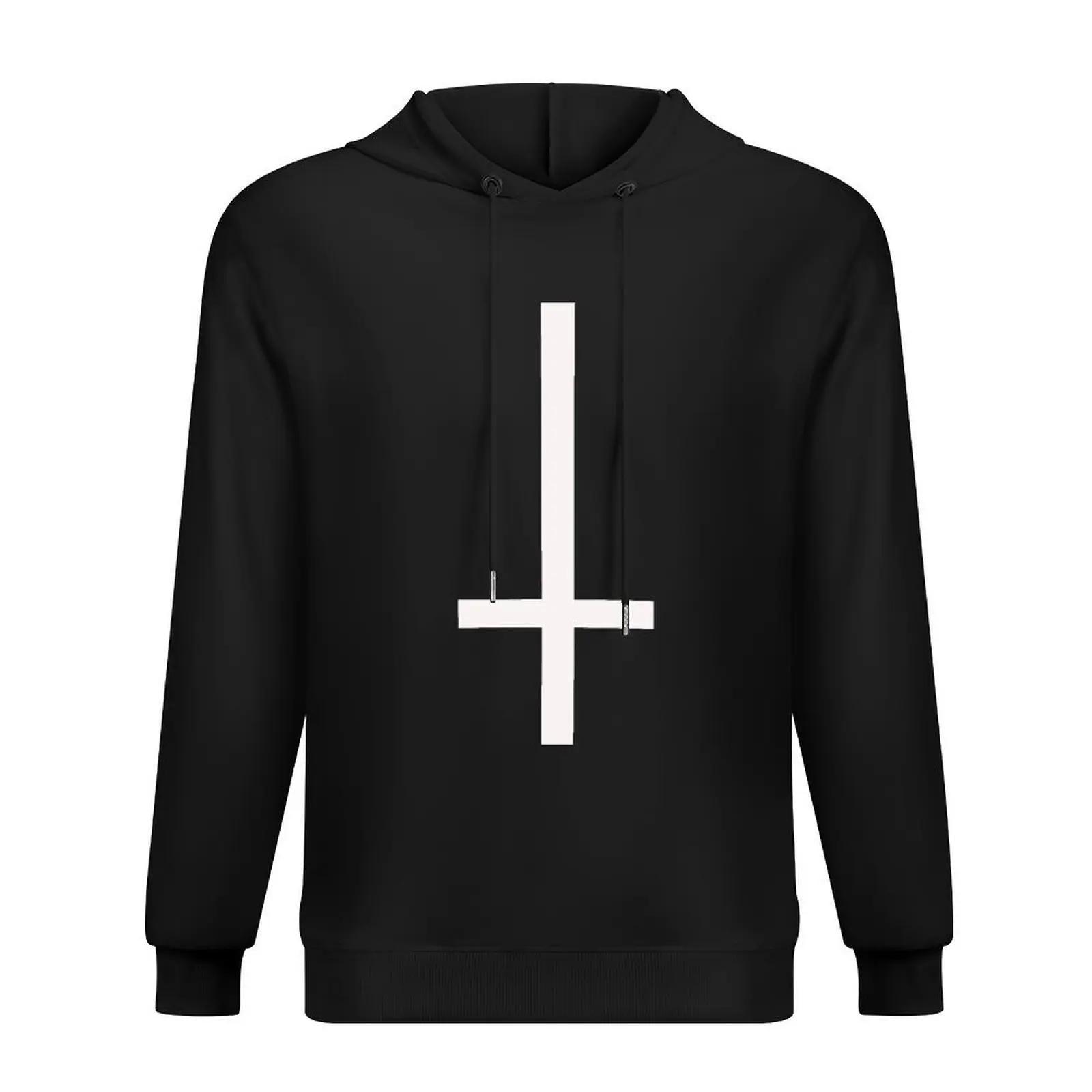 

90's Grunge Gothic White Upside Down Antichrist Cross Hoodie autumn graphic t shirts men anime clothing hoodie men
