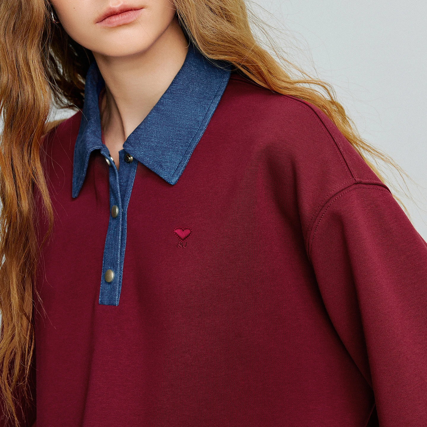 TOYOUTH المرأة هوديس البلوز 2025 الخريف جديد الربط وهمية قطعتين القطن بلوزات على الموضة Ankola الأحمر #4