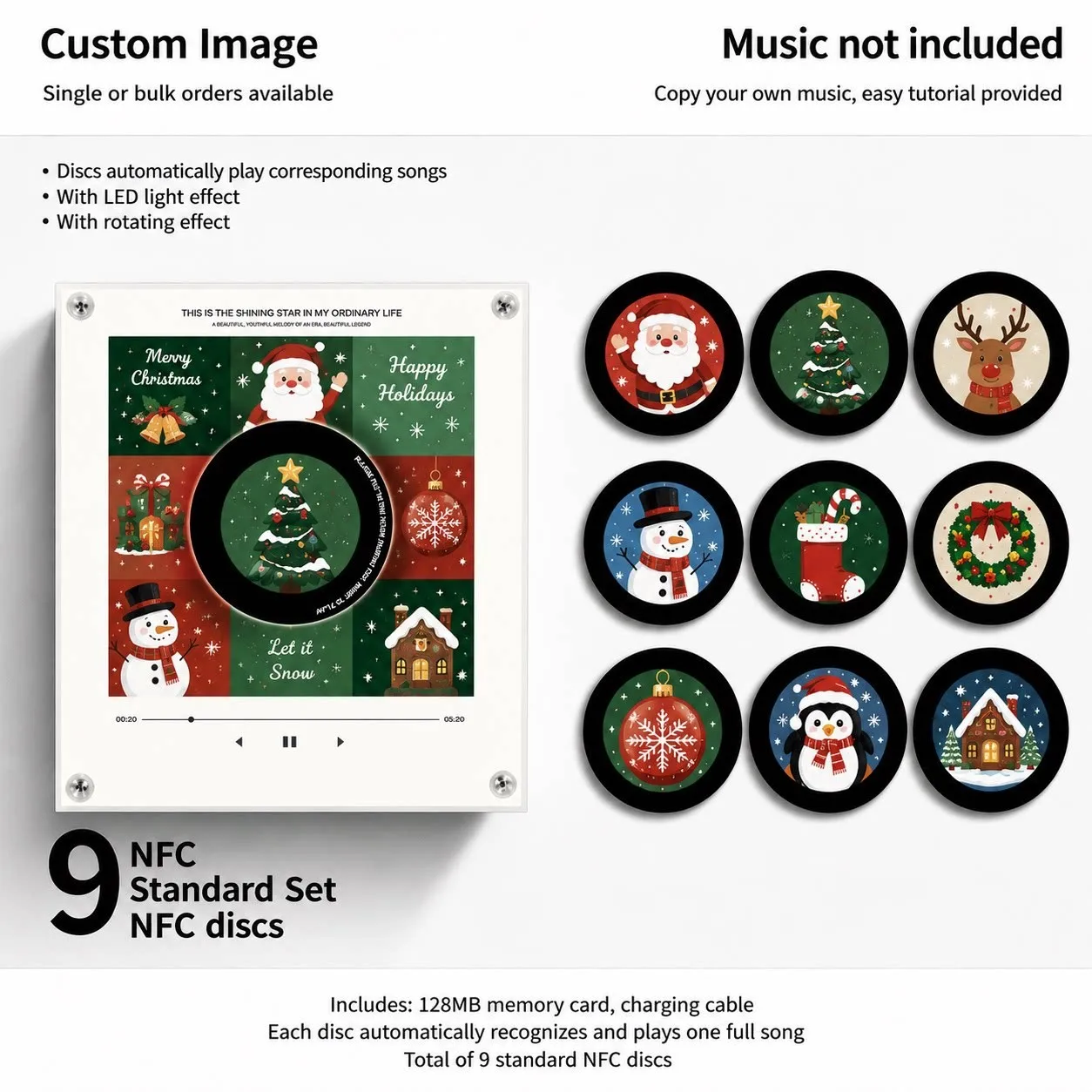 Refrigerator sticker with night light, magnetic refrigerator sticker, NFC sensing automatic singing acrylic creative ornament