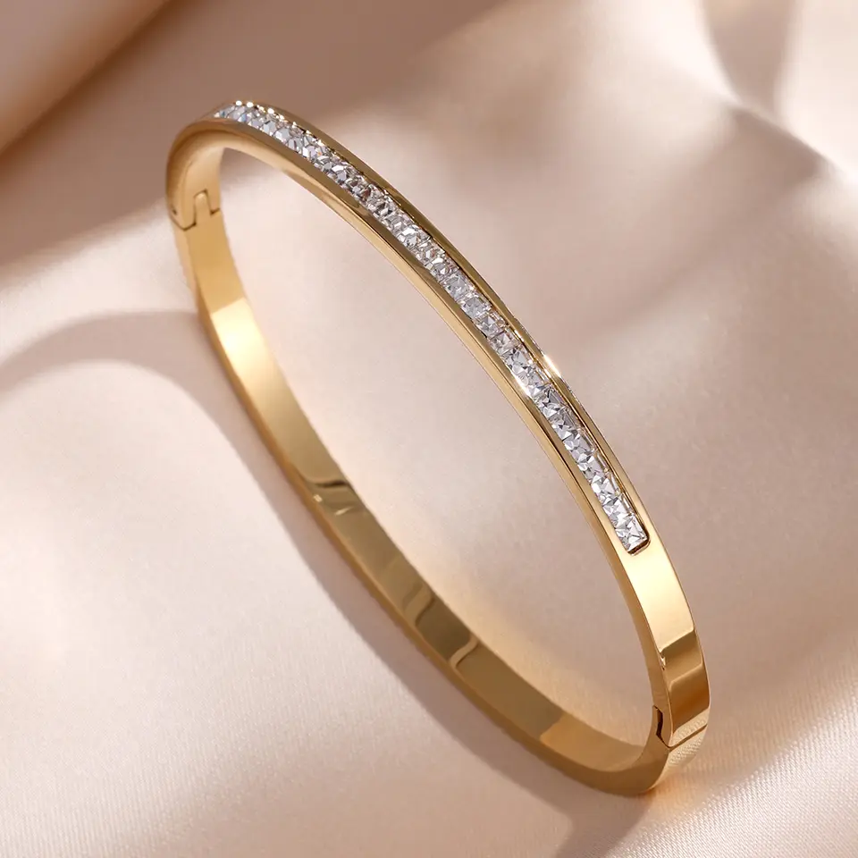 Zirconia Bracelet Set for Women | Stainless Steel Bangles
