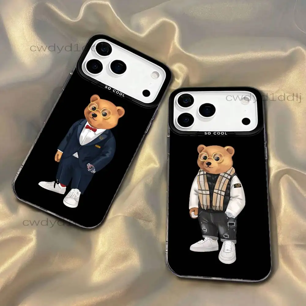 

Fashion B-Baron Filou Bear For iPhone 17,16,15,14,13,12,X,8,Pro,Max,Plus,SE4,Air,Mini Black IMD Matte Case