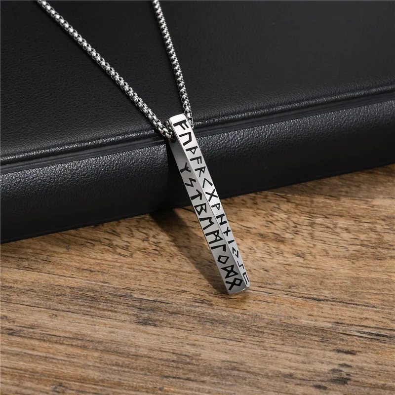 Viking Runes Valknut Necklaces for Men Boys, Antique Stainless Steel Mobius Bar Pendant Necklaces,Norse Viking Odin Jewelry