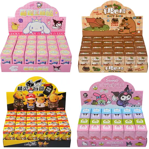 애니메이션 Sanrio 헬로 키티 Kuromi 키 체인 펜던트 피규어 포켓몬 피카추 열쇠 고리 블라인드 박스 장난감 어린이 크리스마스 선물 Best5