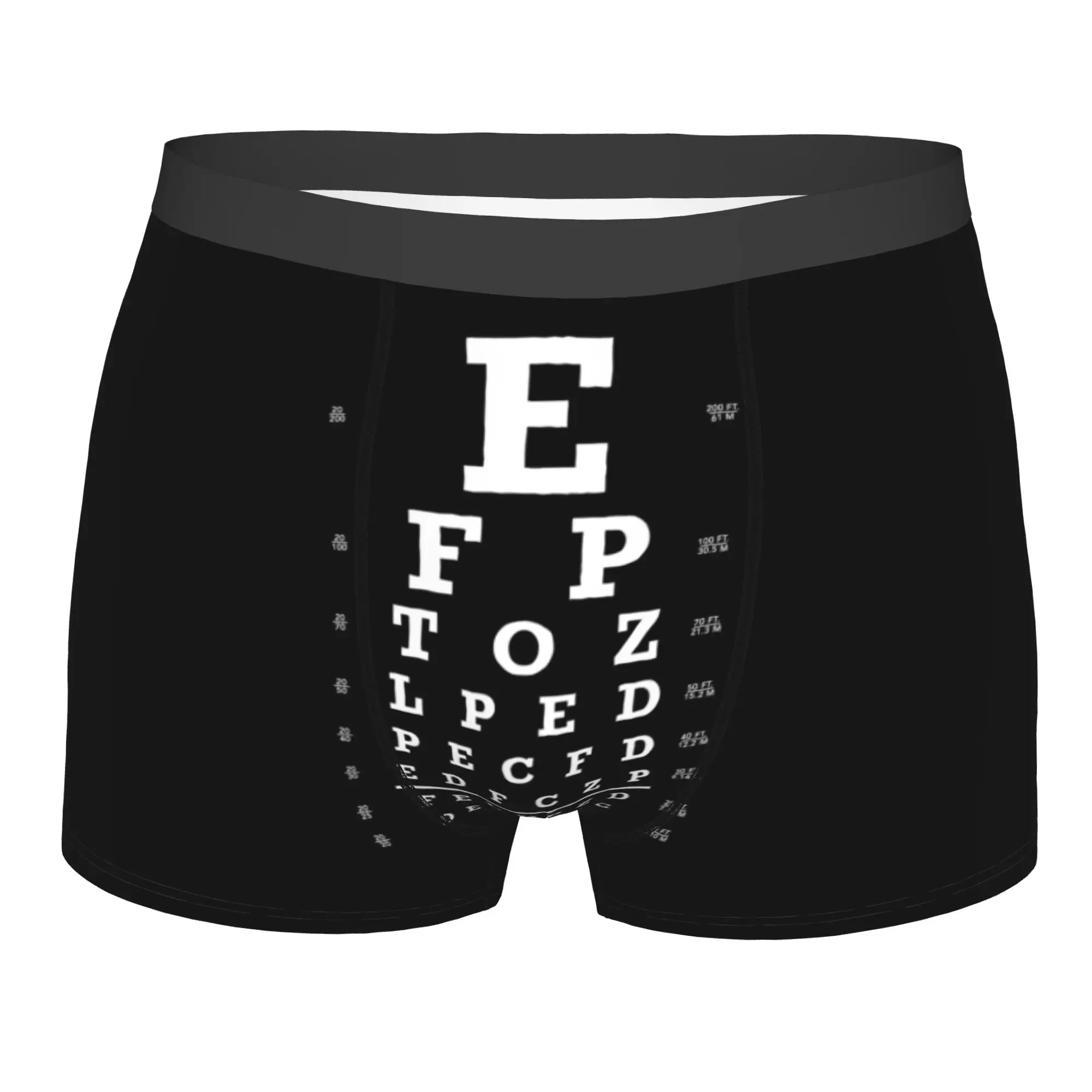 

Custom Eye Snellen Chart Underwear Men Stretch Optometrist Eye Exam Boxer Briefs Shorts Panties Soft Underpants For Homme