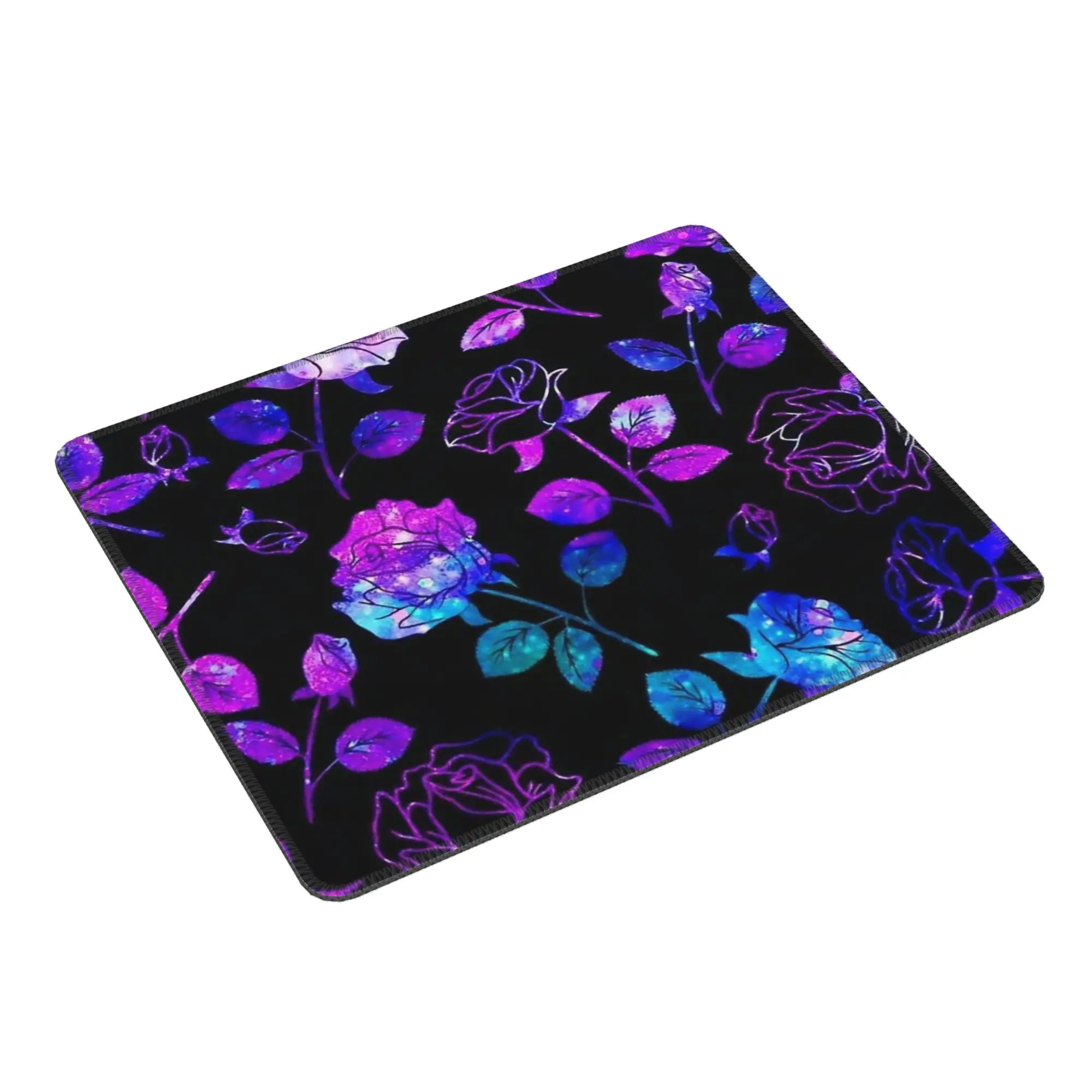 Fluorescent Rose Floral Plants Mouse Pad Computer Keyboard Mouse Mat Gamer PC Laptop Desk Mat Office Accessories Table Mats