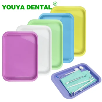 Plateau d'instruments dentaires en plastique coloré, plaque chirurgicale médicale, désinfection, plat rectangulaire, accessoire de dentiste, outils de laboratoire