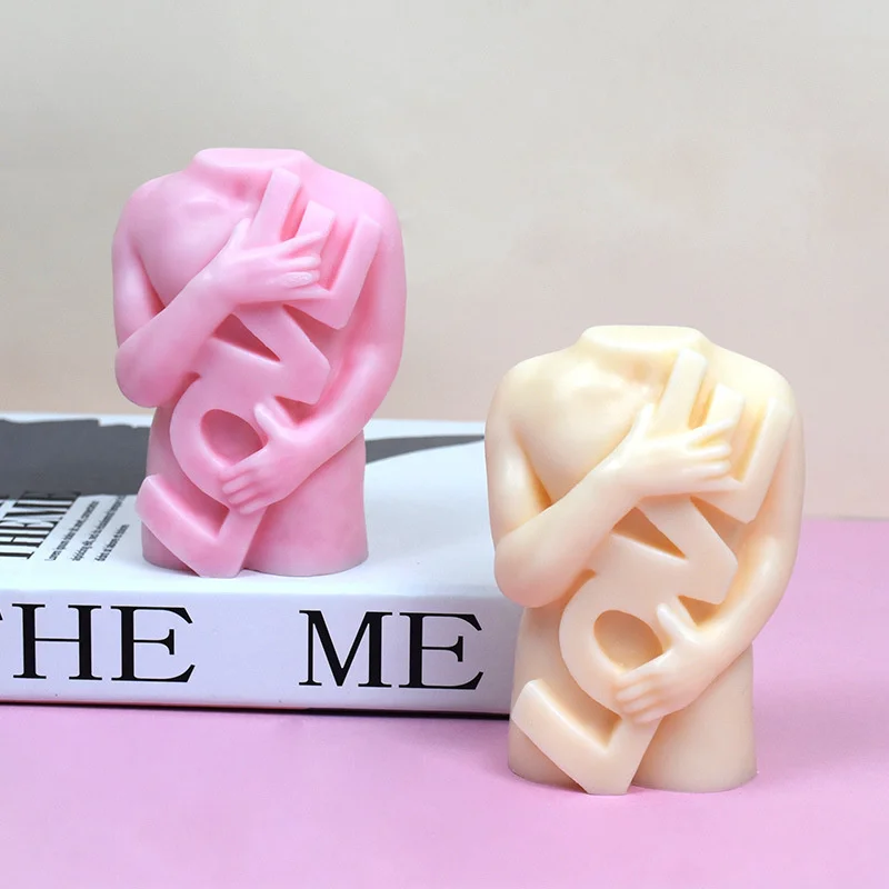 Human Body With Letter LOVE Candle Mold Aromatherapy Candle Plaster Resin Soap Making Mould DIY Human Body Silicone Mold