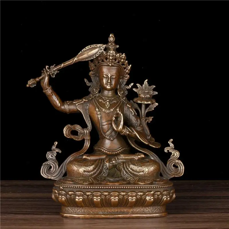 

Китайский архаиз Тибетский буддизм Бронзовый латунный Manjushri статуя Будды Бодхисаттва закрепленные коллекционные украшения