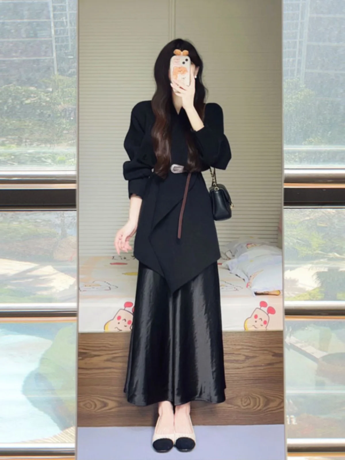 

Модный комплект из свитера и юбки для женщин: стильный весенний наряд из хлопковой смеси, удобный материал, трендовый образ, униформа для студентов и работы