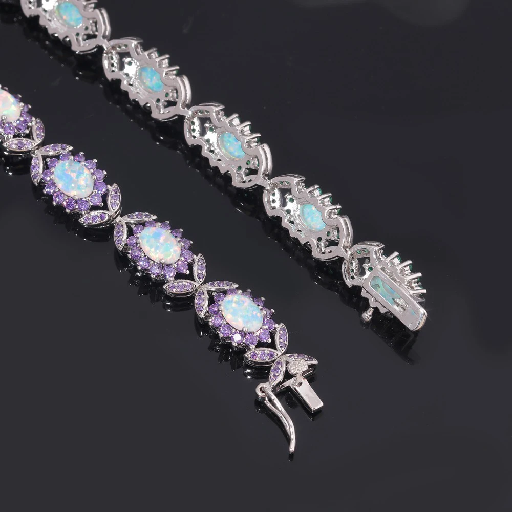 CiNily White Fire Opal Bracelets for Women Wedding Silver-plated for Girls Fashion Jewelrys Luxury Gems Chain Bracelet OS691-92