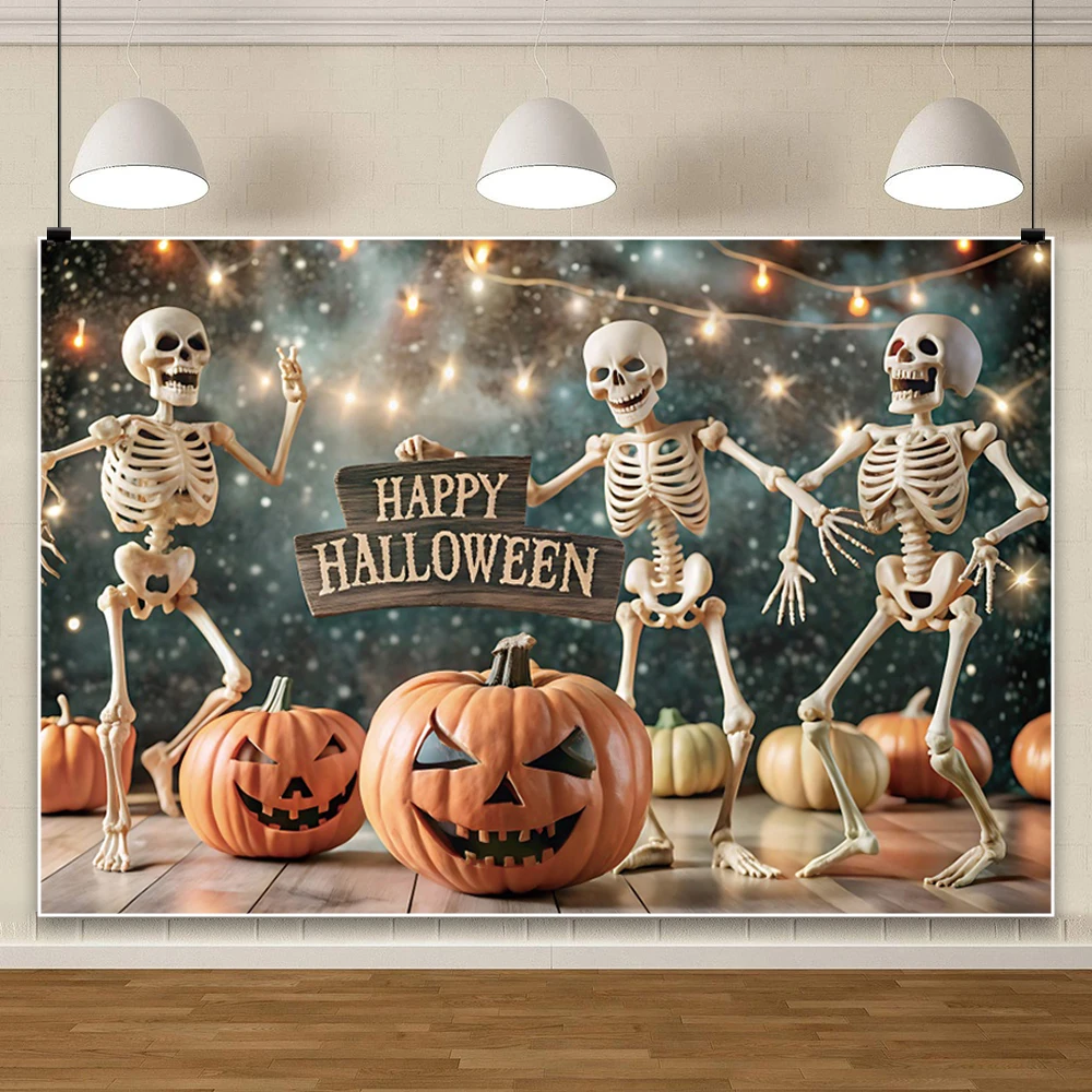 ハッピーハロウィン背景写真撮影用ホラーナイト怖いスカル恐ろしいカボチャランタン子供大人家族パーティー背景