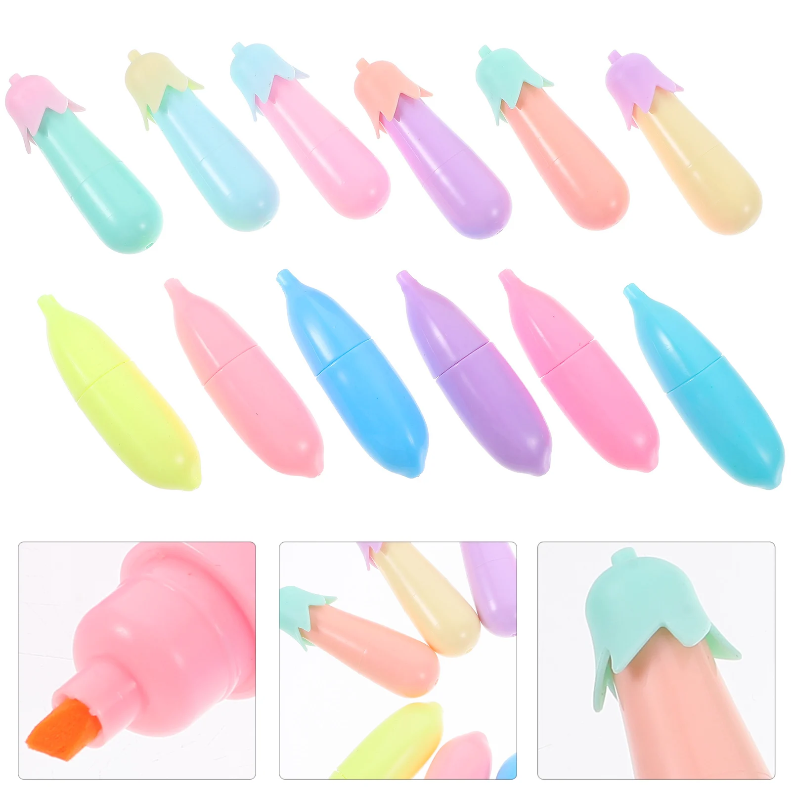 

12 Pcs Color Cartoon Highlighter Pens Kawaii Marker for Students Stationery Office Writing Book Emphasizing