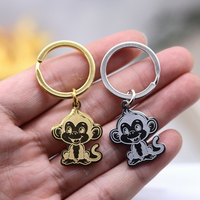 QIMING Lovely Animal Lovely Monkey Keychains For Women Stainless Steel Cute Jewelry Key Ring Birthday Gift