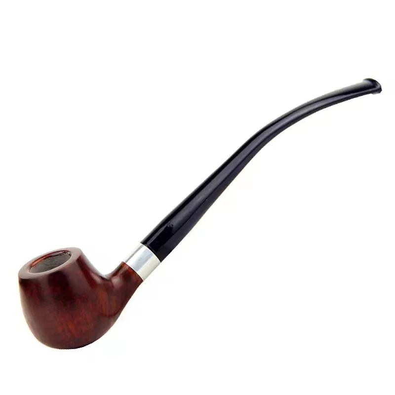 

Classic Wood Pipe 3mm Filter Long Smoking Pipe Multifunction Metal Tool Wooden Stand Handmade Tobacco Pipe
