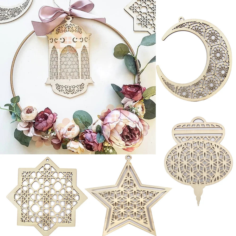 Eid Ramadan Decoration Wreaths Strip DIY Wreath Party Eid Mubarak Ramadan Islam Party Metal Ring Wreath Party Decoration