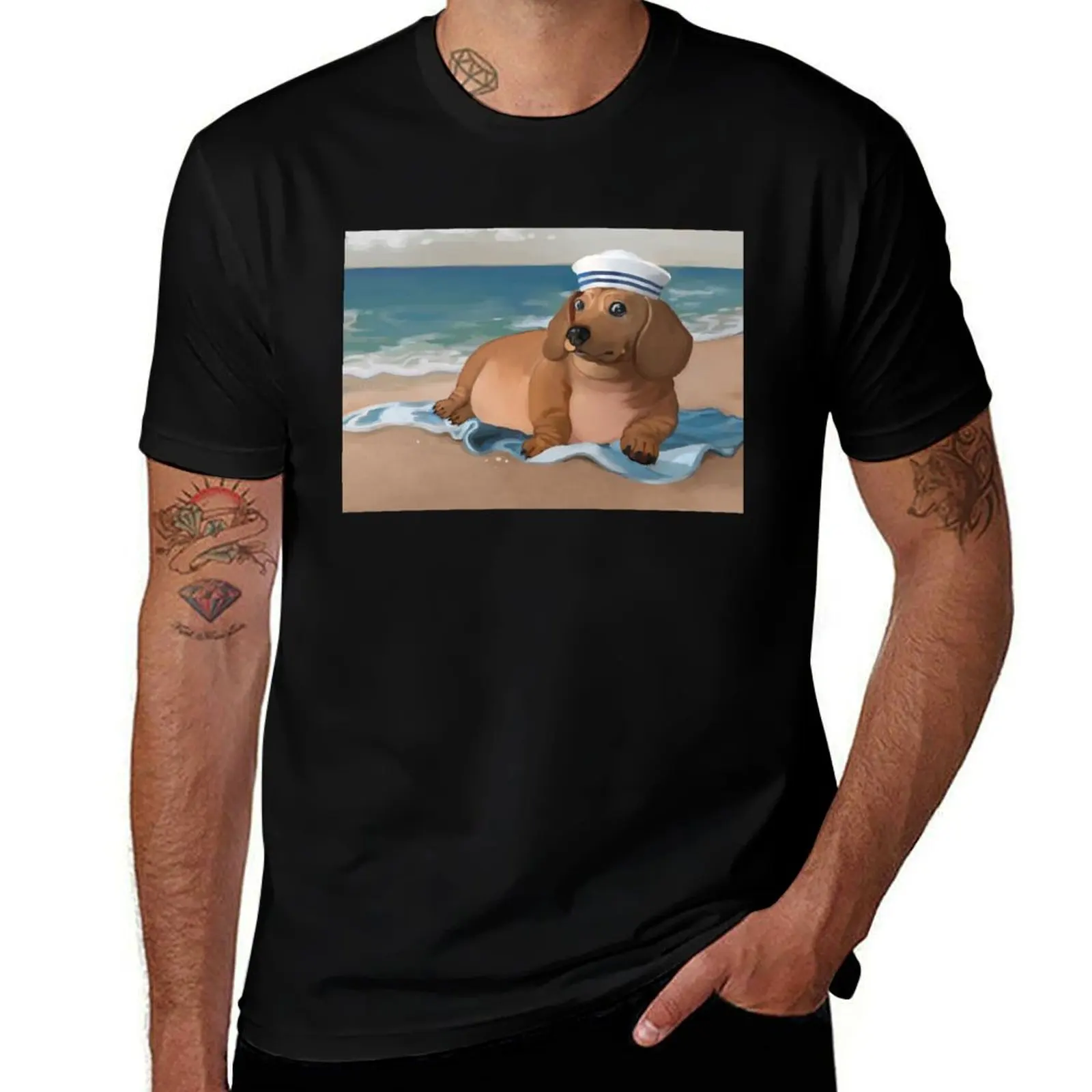Perro salchicha gordo bachicha T-Shirt men t shirt cotton 100% T-Shirt