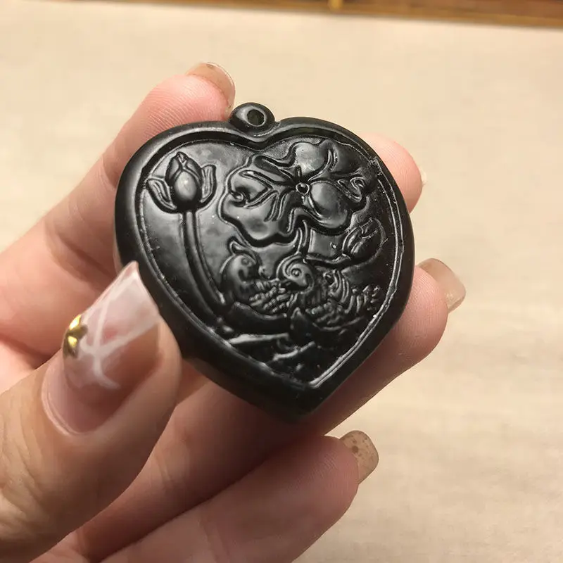 Heart shaped Mandarin Ducks Playing in WaterTransport Prosperous Marriage Relationship Pendant Prosperous Peach Blossom Jewelry