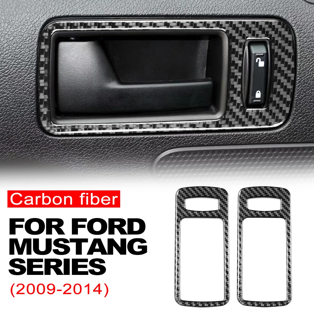 Mustang Carbon Fiber Interior Door Handle Bowl Panel Cover Trim For Ford Mustang 2009 2010 2011 2012-2014 Accessoire Voitures