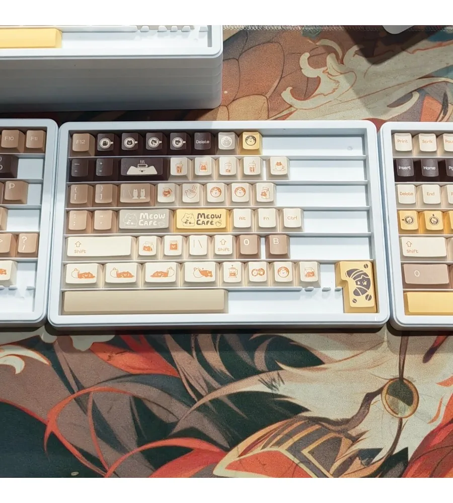 Coffee keycaps are made of extra-thick material 1.8-1.9 mm thick original factory height five-sided dye-sublimation keycaps
