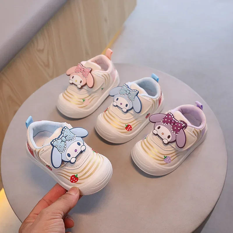 Sanrio Children\'s Casual Shoes Cute Kuromi Baby Girls Soft Soled Anti-slip First Walkers Kids Outdoor Shoes Shoes for 0-3Years