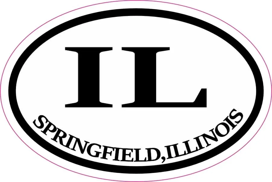 Springfield Illinois Ovaler Aufkleber, Heißklebender PVC-Vinyl-Aufkleber für Autofenster, Becher, Gepäck, Wasserfest, UV-Beständig, Zubehör