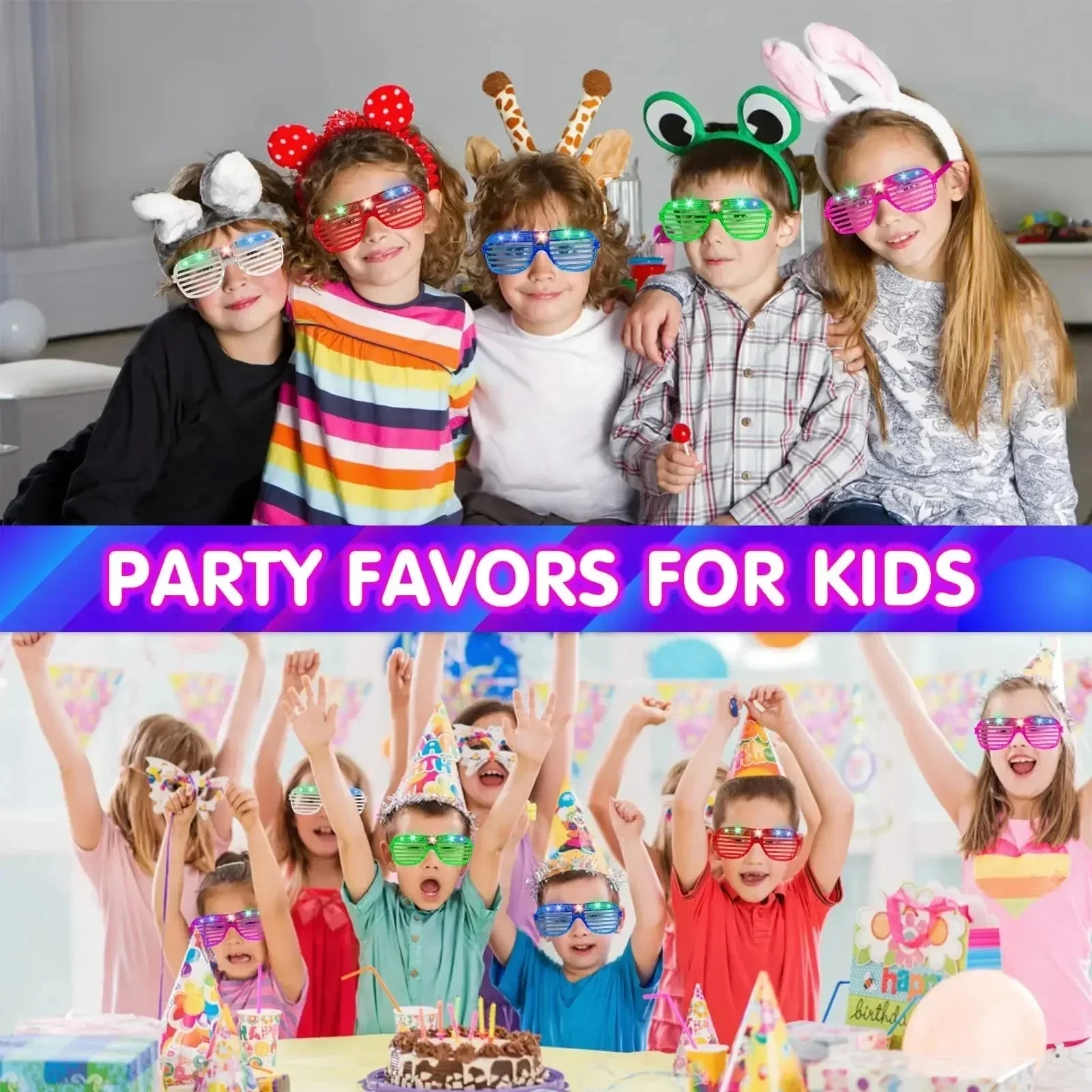 12 قطعة LED توهج نظارات 6 ألوان النيون LED مصراع الظل نظارات هدايا عيد ميلاد الاطفال الستائر 3 أضواء نظارات اللعب حفلة Favors12 #4