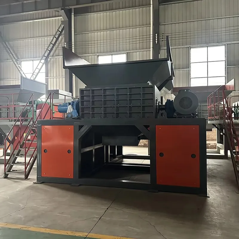 Customized Industrial Automatic Double Shaft Shredder With Gearbox For Recycling Tires Wood Plastic Metal Scrap