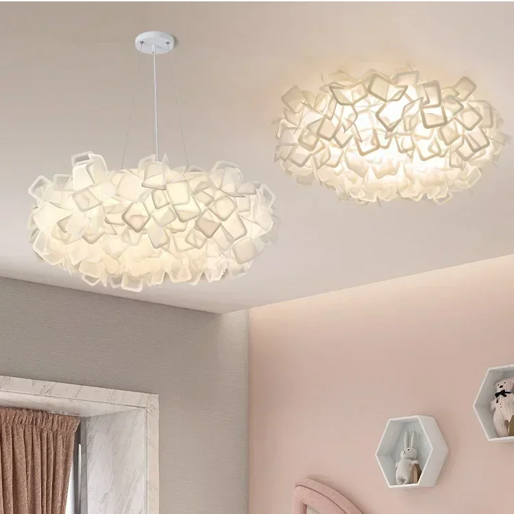 Romantic White Flower LED Ceiling Light Bedroom Restaurant Bookstore Living Room Lamp Remote Control Dimming Home Decor Hanglamp