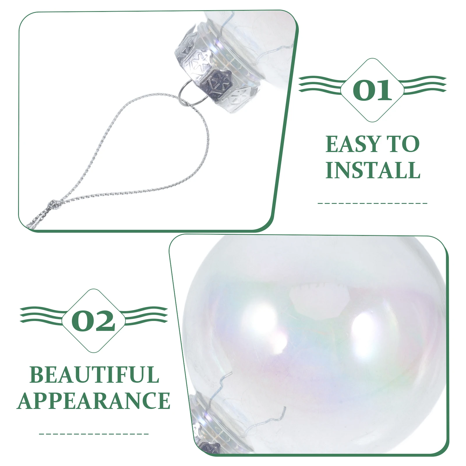 

9Pcs Hanging Christmas Ornaments Iridescent Ball Decorations Festive Xmas Tree Decor for Wall Door Window Fireplace Holiday