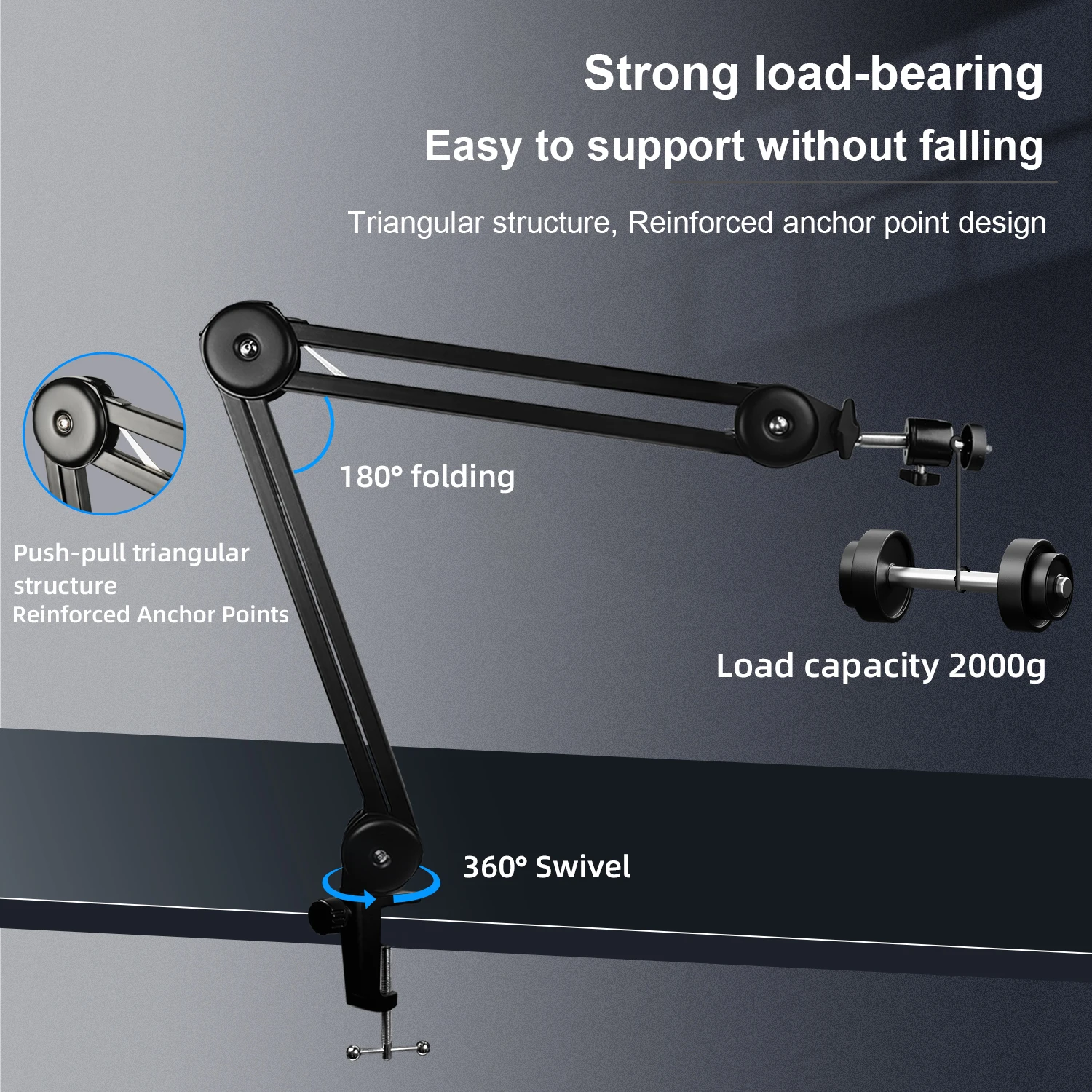 Upgrade Microscope Foldable Stand For Industrial Microscope PCB Quality Inspection Telephone Repair Welding, Microphone Bracket