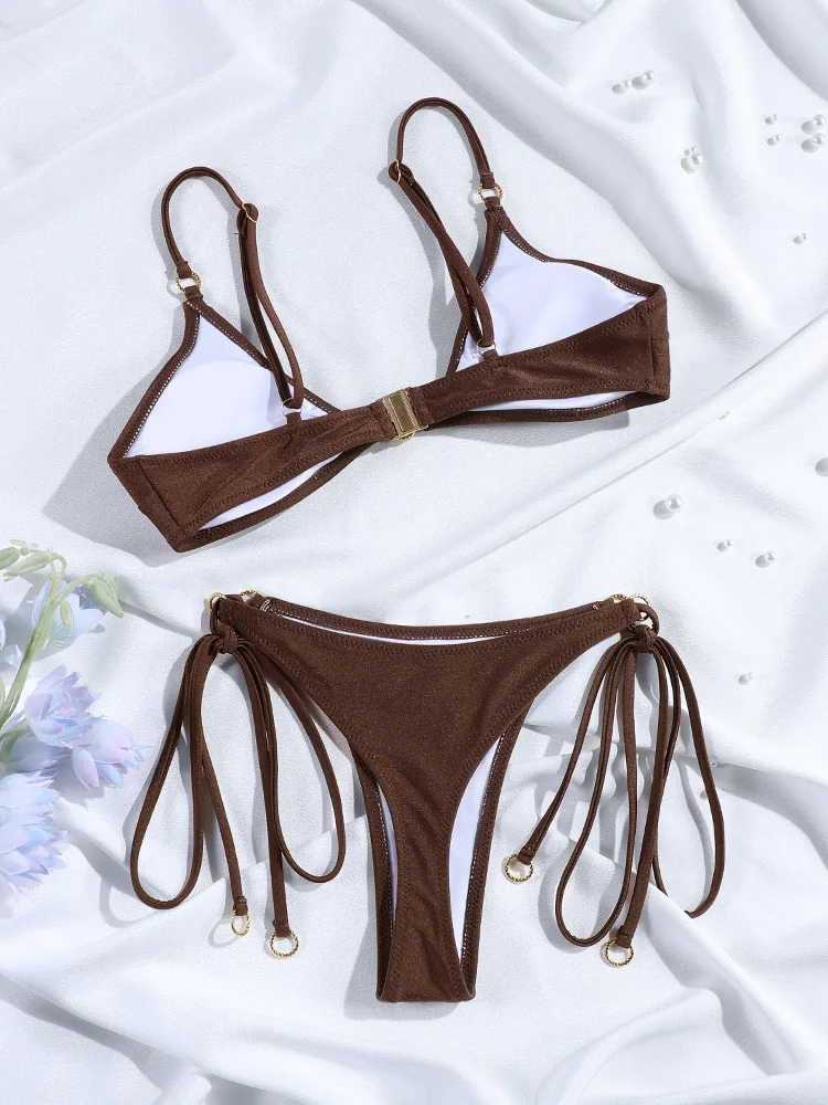 Rinabe String Bikini Blue Bikinis Bandage Swimwear High Cut Swimsuit New Style Swimsuits Two-Piece Bathing Suit