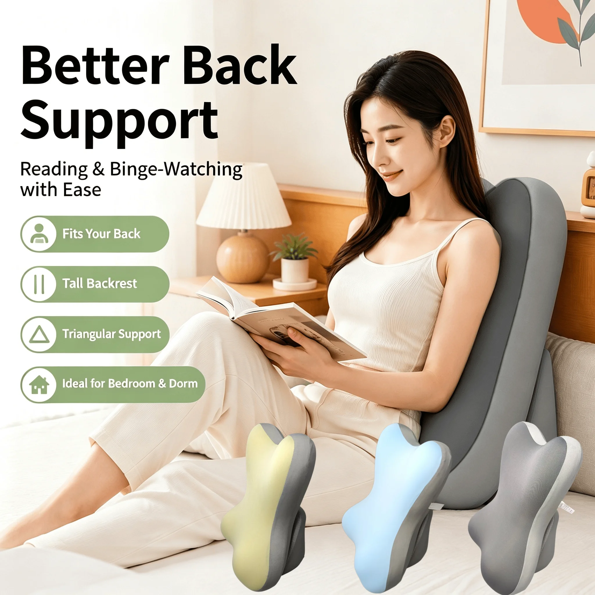 Ergonomic Design Waist Support Cushion, Adjustable Height Multifunctional Bed Pillow, Sedentary Fatigue Relief Backrest