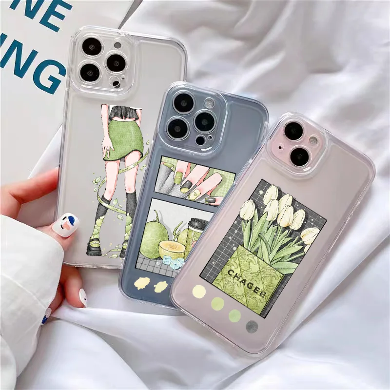 Combination Creativity Style Case For iPhone 14 13 12 11 Pro Max X Xs XR 7 8 Plus SE20 Shockproof Transparent Bumper Cases Cover