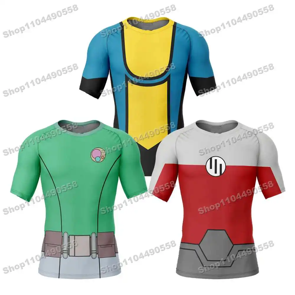 5th Newly Cartoon Anime Rash Guards Surfing Beach T-Shirts Swimwear Diving Gym Short sleeves MMA BJJ Men Jiu Jitsu Fitness Sets