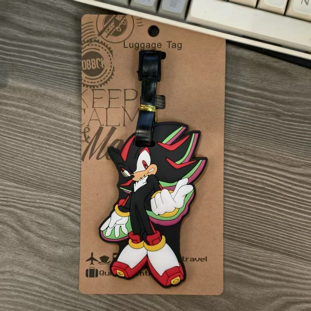 Cute Sonic The Hedgehog Silicone Luggage Tag, Cartoon Bag Charm Pendant for Travel & Backpack Decoration