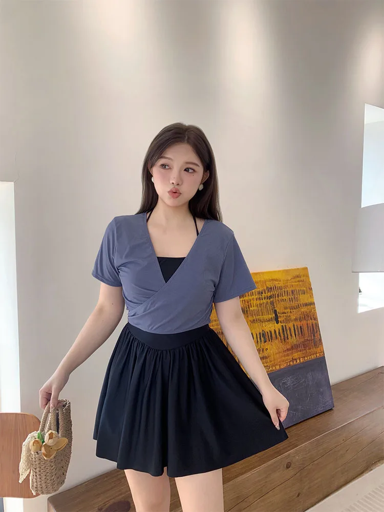 

Купальник-двойка женский, корректирующий, для термальных источников, скрывающий живот, больших размеров, для студенток, с эффектом похудения, бренд Lemon