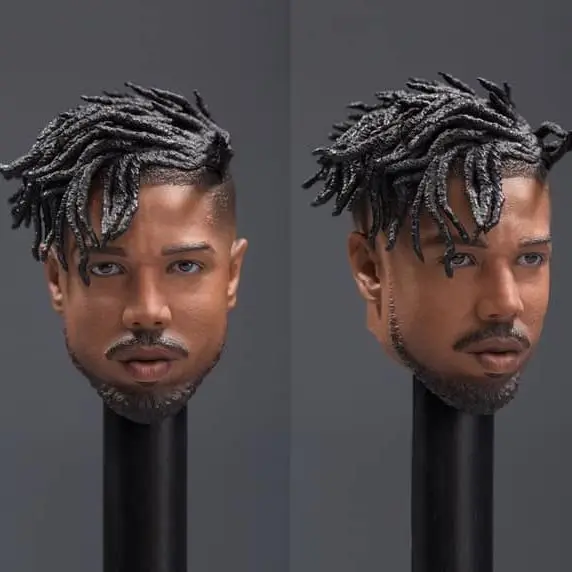 1/6 Scale  KM Head Sculpt Carving Model Toy Black skin for 12