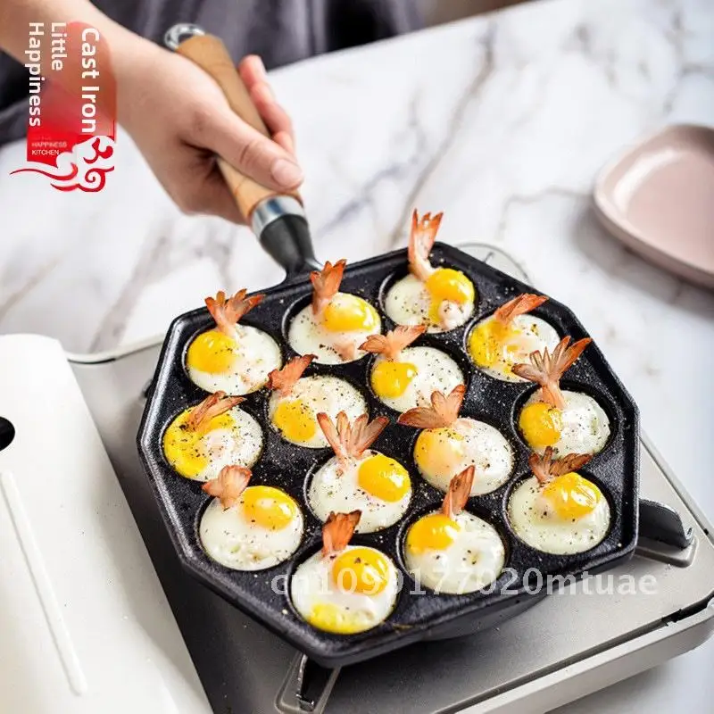 Bolas de pulpo, sartén de hierro fundido, molde antiadherente para tortilla, herramienta de cocina para el hogar para huevos de codorniz, camarones, forma cuadrada para hornear, fácil de limpiar