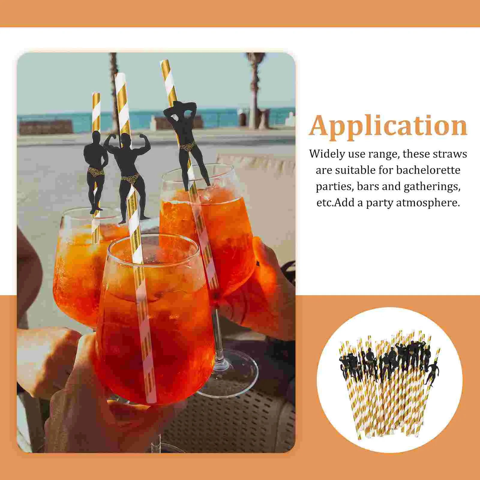 36 Pcs Paper Straws Bachelor Party Single Decorations Decors Unilateral Fun Golden Drinking Supplies Man