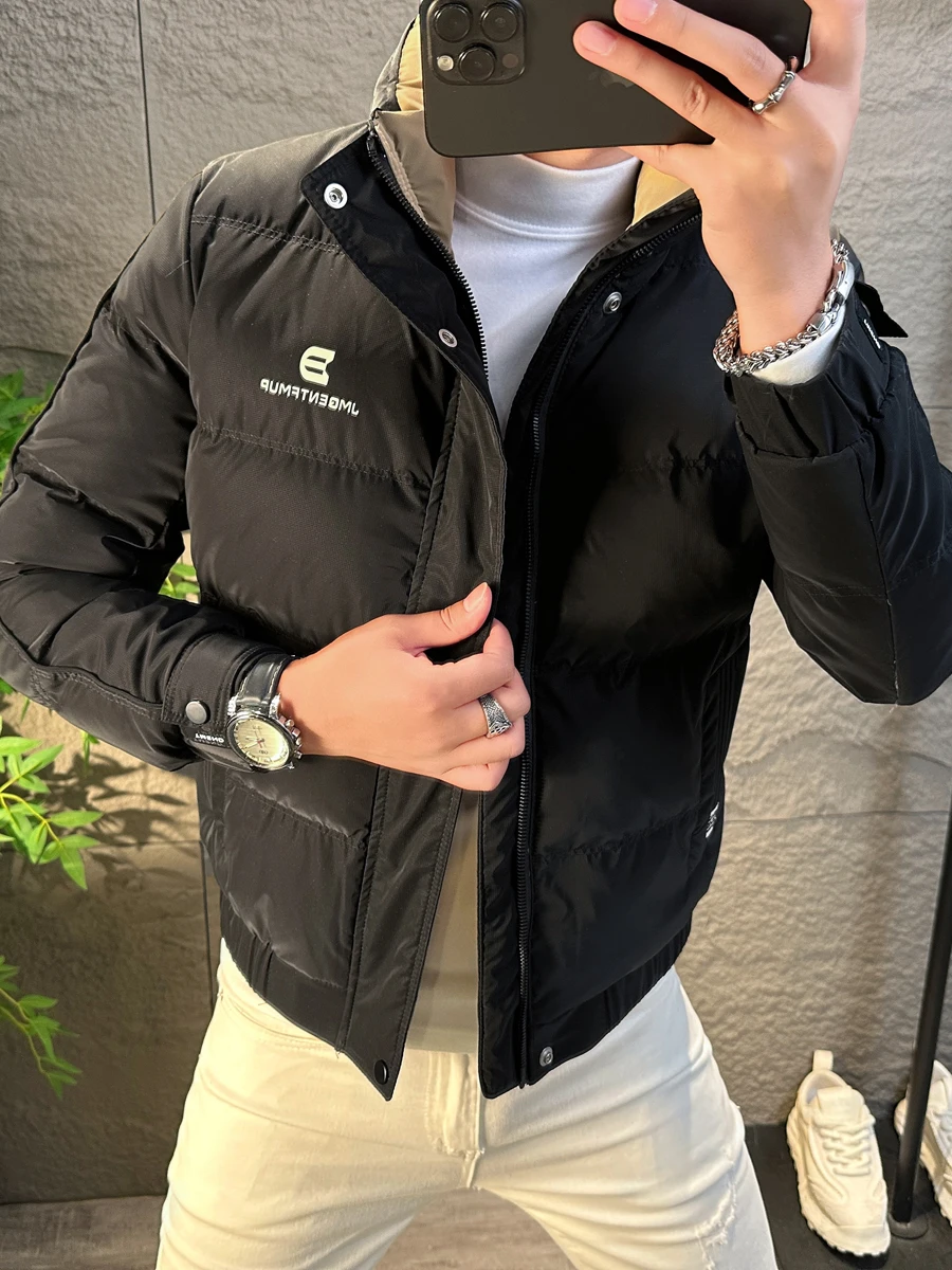 

Men's Casual ort Thiened Warm Lightweight down Jaet Faionable Brand Simple Stand Collar Modern Sle Youth ulari