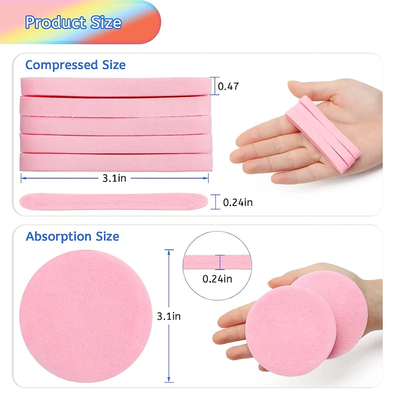 60 Pcs Facial Sponge Compressed Face Cleansing Sponge Estheticians Compressed Makeup Facial Sponge Exfoliating Removal Sponge