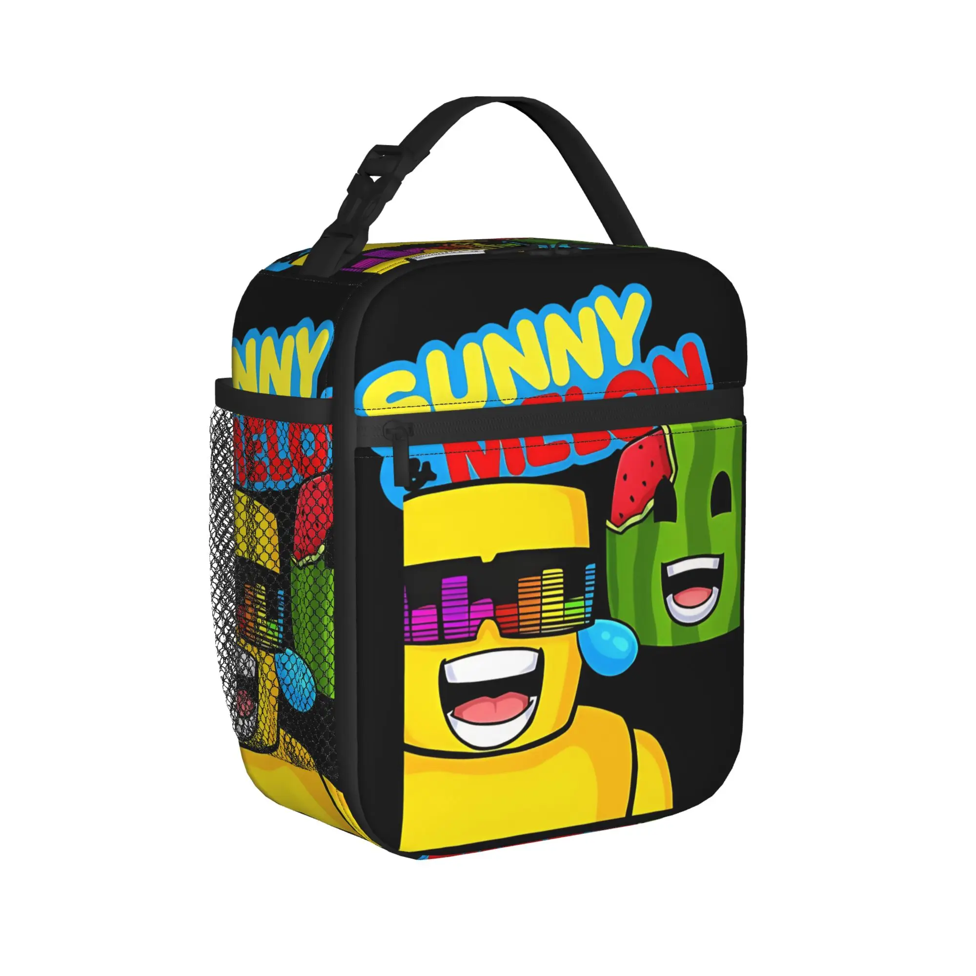 Sunny And Melon Close Up Laughing Portrait Lunch Bag Retro Outdoor Picnic Lunch Box Graphic Design Portable Thermal Lunch Bags