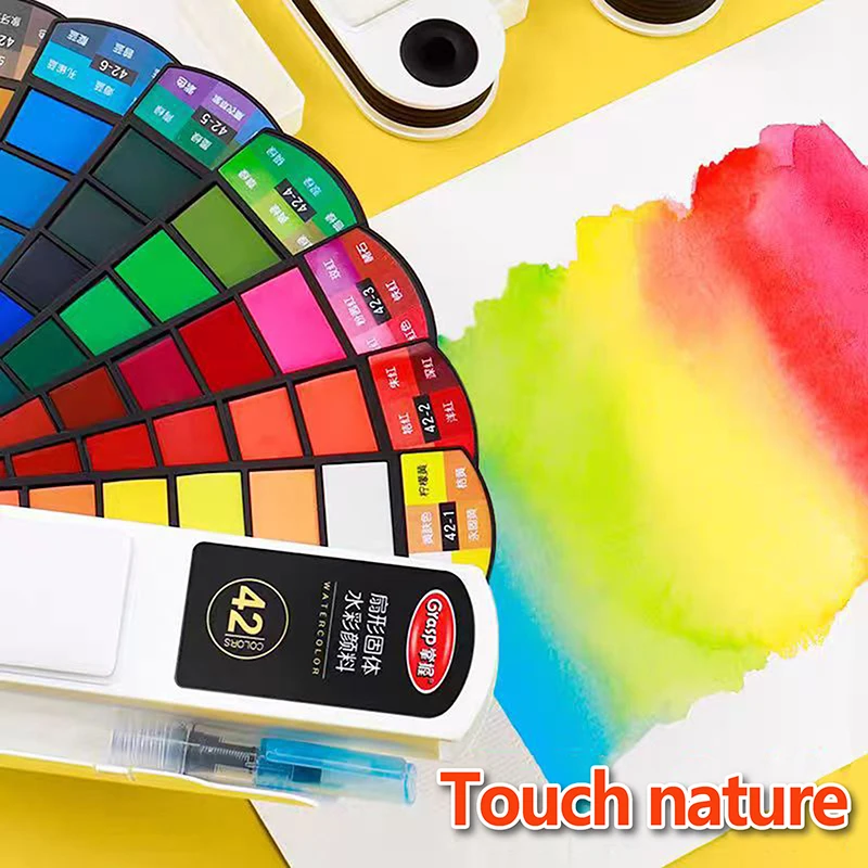 High Quality 1Pc Solid Watercolor Pigment Set With Water Brush Pen Art Fan Shaped Paintings Tools